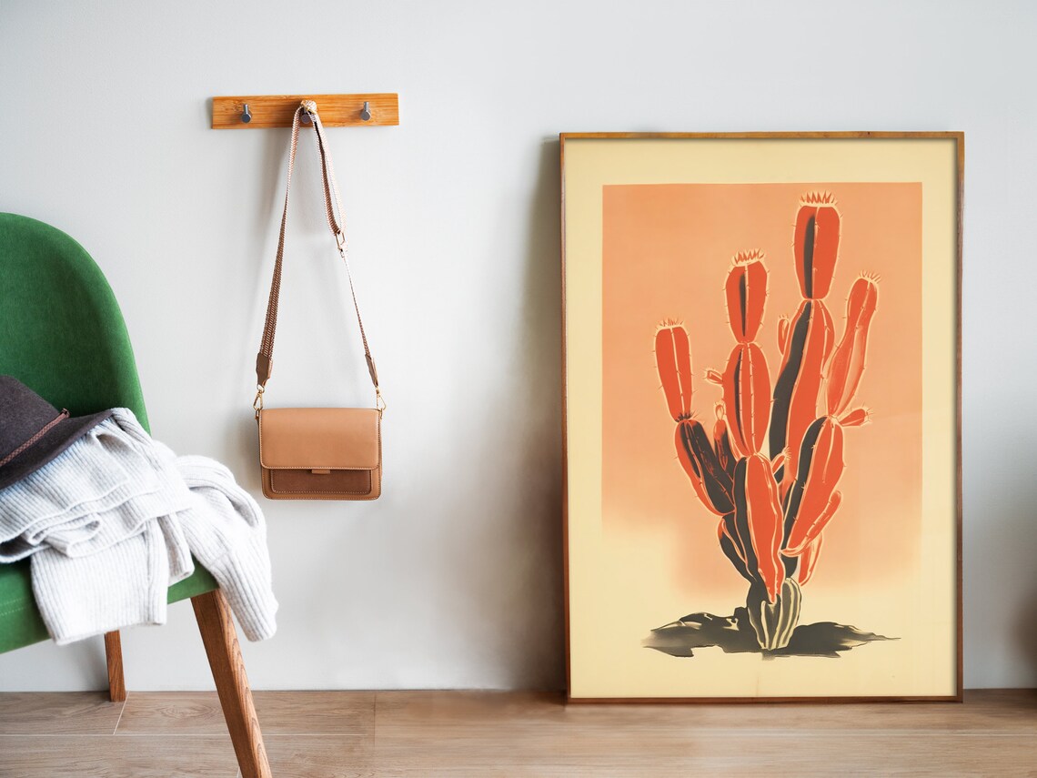 Vintage Cactus Poster, Retro Minimalist Botanical Art - Image 5