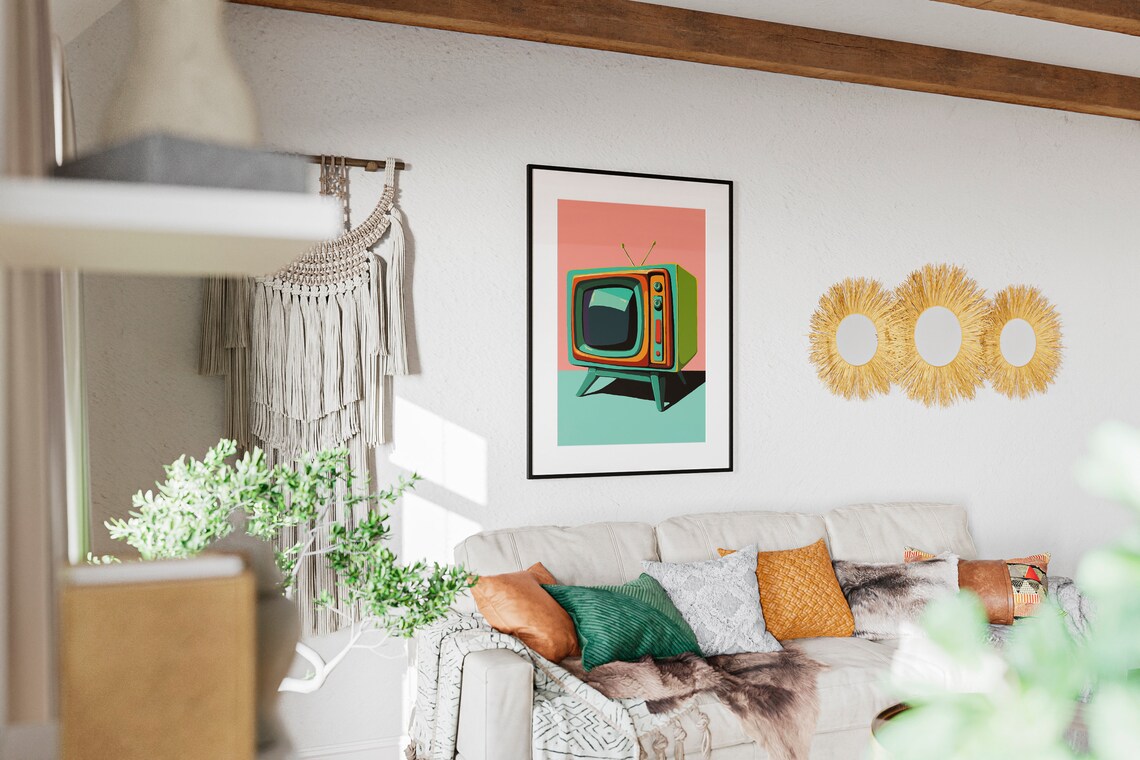 Vintage TV Set Print, Mid-Century Retro Wall Art - Image 3