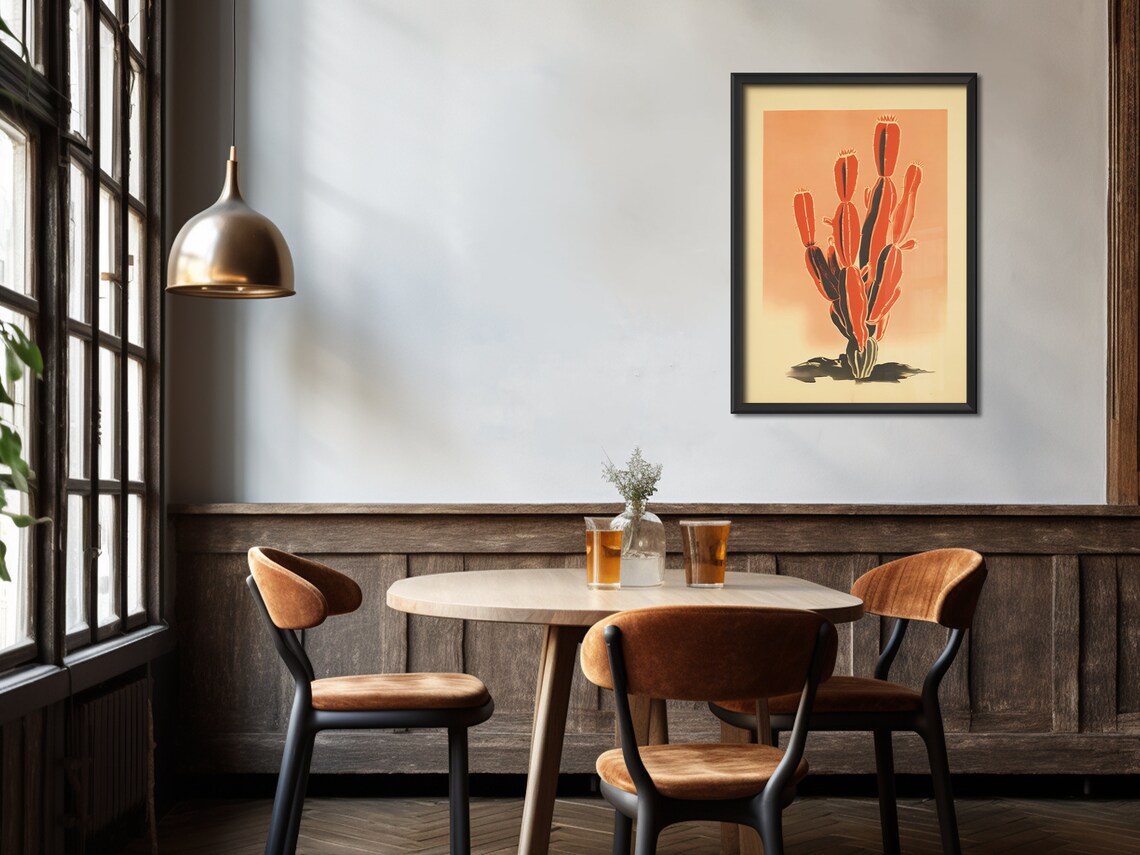 Vintage Cactus Poster, Retro Minimalist Botanical Art - Image 4