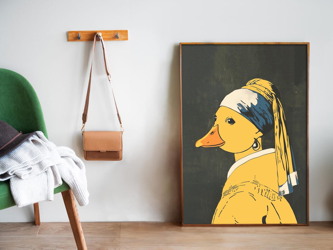 Duck With Pearl Earring Classic Art Parody Funny Animal Poster - Image 5