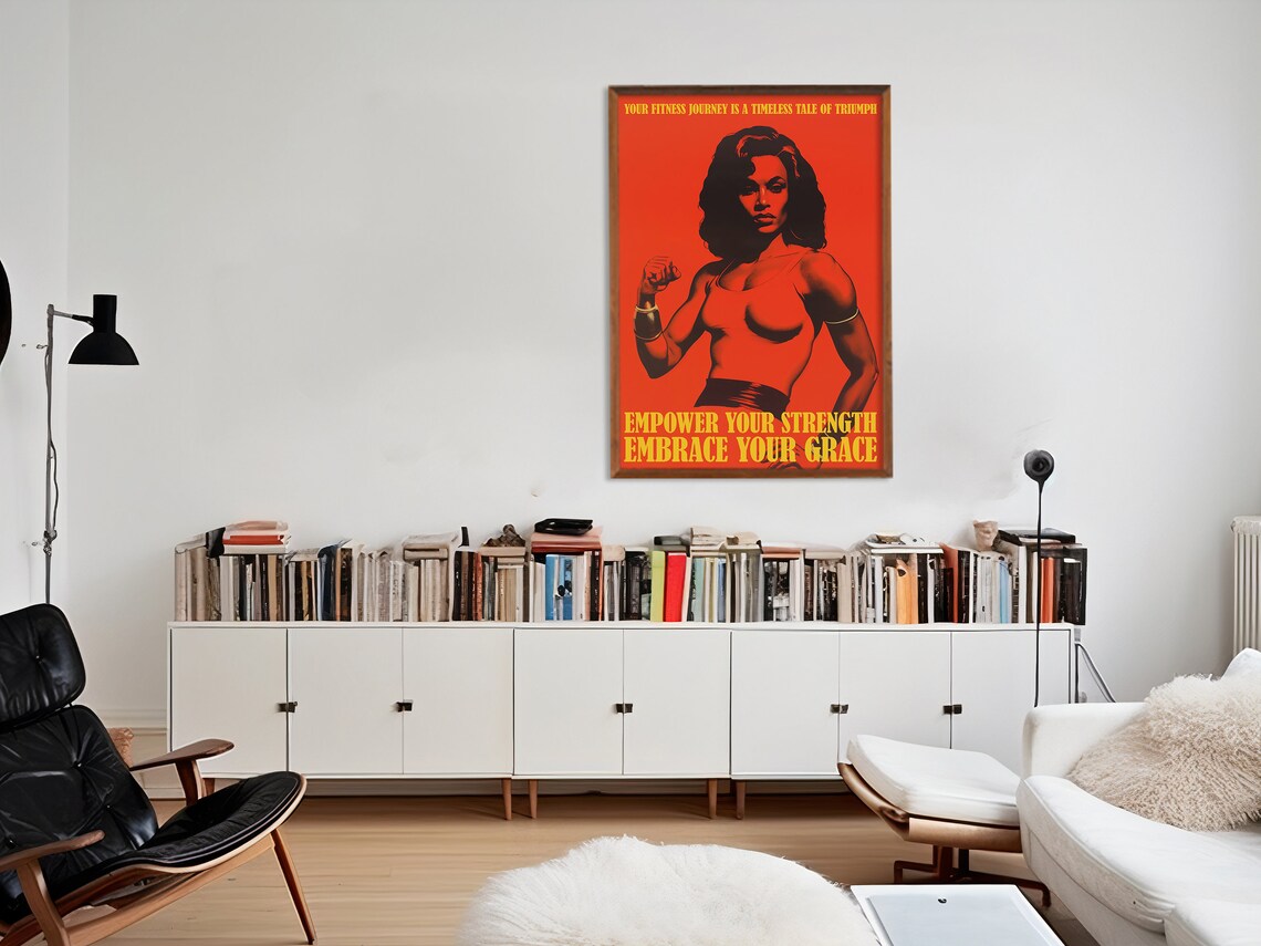 Retro Gym Poster, 70s Fitness Girl Art Print - Image 3