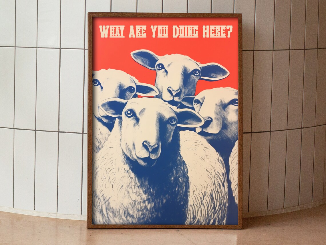 Funny Sheep Bathroom Art Print, Retro Restroom Decor - Image 3