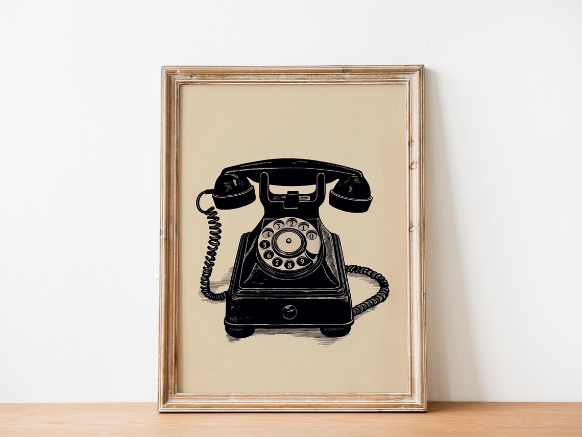 Rotary Phone Retro Telephone, Vintage Home Office Art Print - Image 5