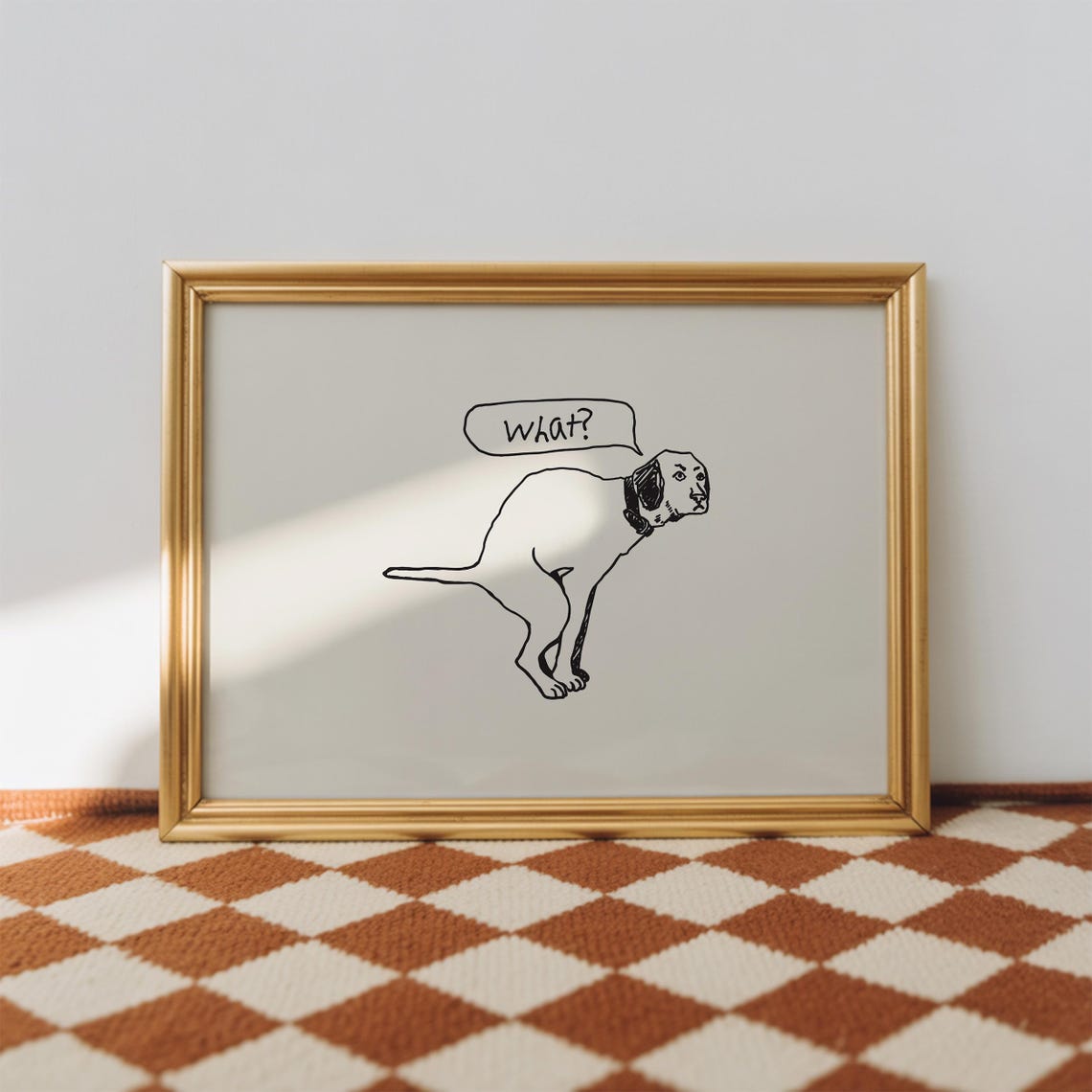 Pooping Dog What Funny Bathroom Minimal Line Art Humor Poster