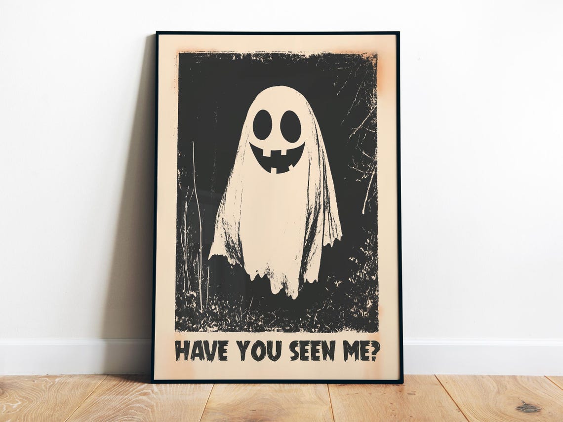 Have You Seen Me Ghost Funny Vintage Black Halloween Art Poster