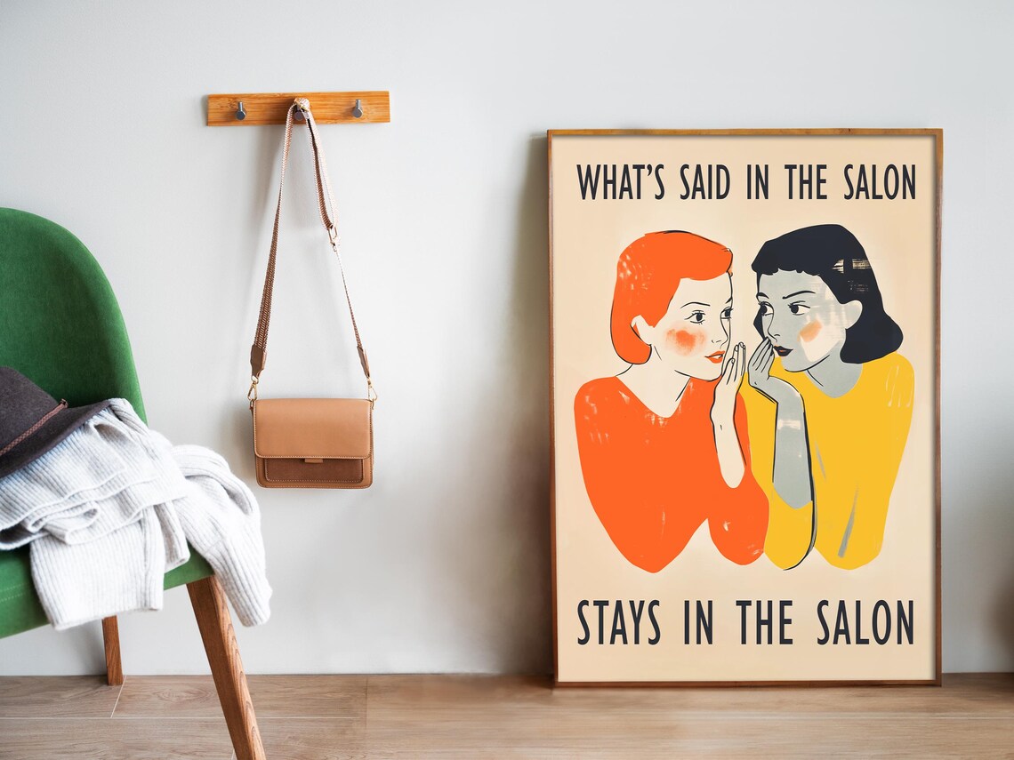 Retro Hair Salon Art Print, Neutral Salon Decor - Image 5