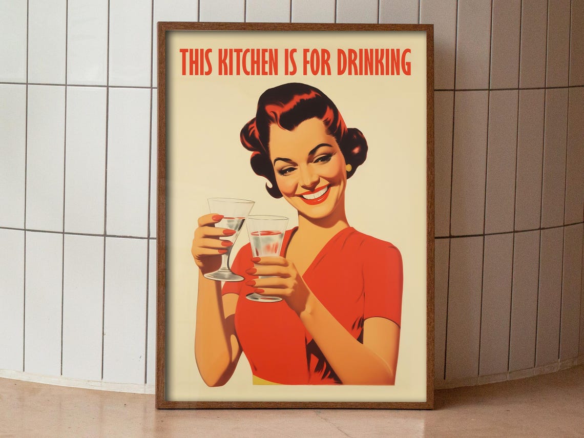 This Kitchen Is For Drinking Retro Cocktail Housewife Poster - Image 3