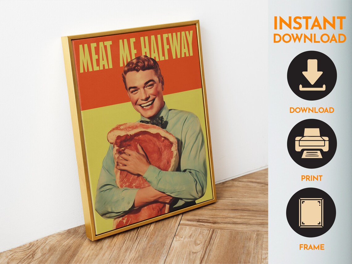 Retro Meat Poster, Vintage Kitchen Wall Art - Image 6