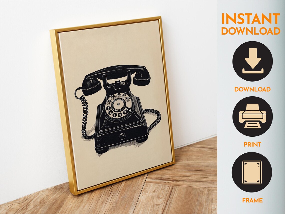 Rotary Phone Retro Telephone, Vintage Home Office Art Print - Image 6