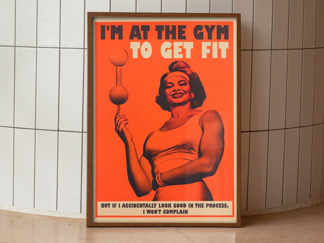 Gym Motivation Retro Fitness Girl Art Print - Image 2