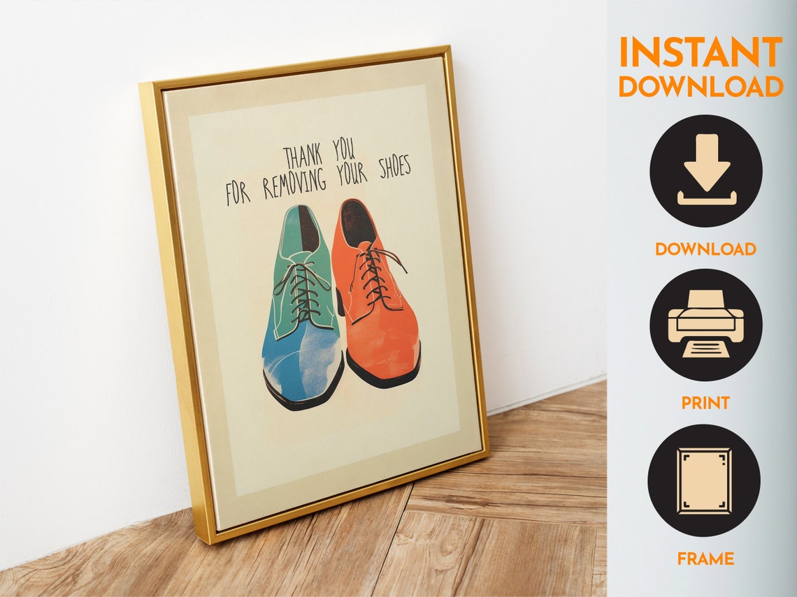 Thank You For Removing Your Shoes Cute Colorful Entryway Wall Poster - Image 6