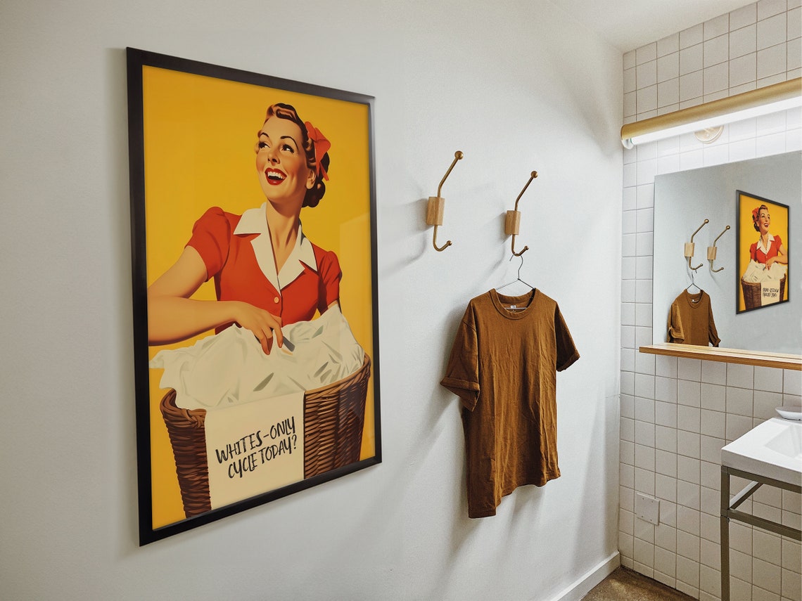 Whites Only Cycle Today Funny 50s Retro Laundry Room Art Poster - Image 4