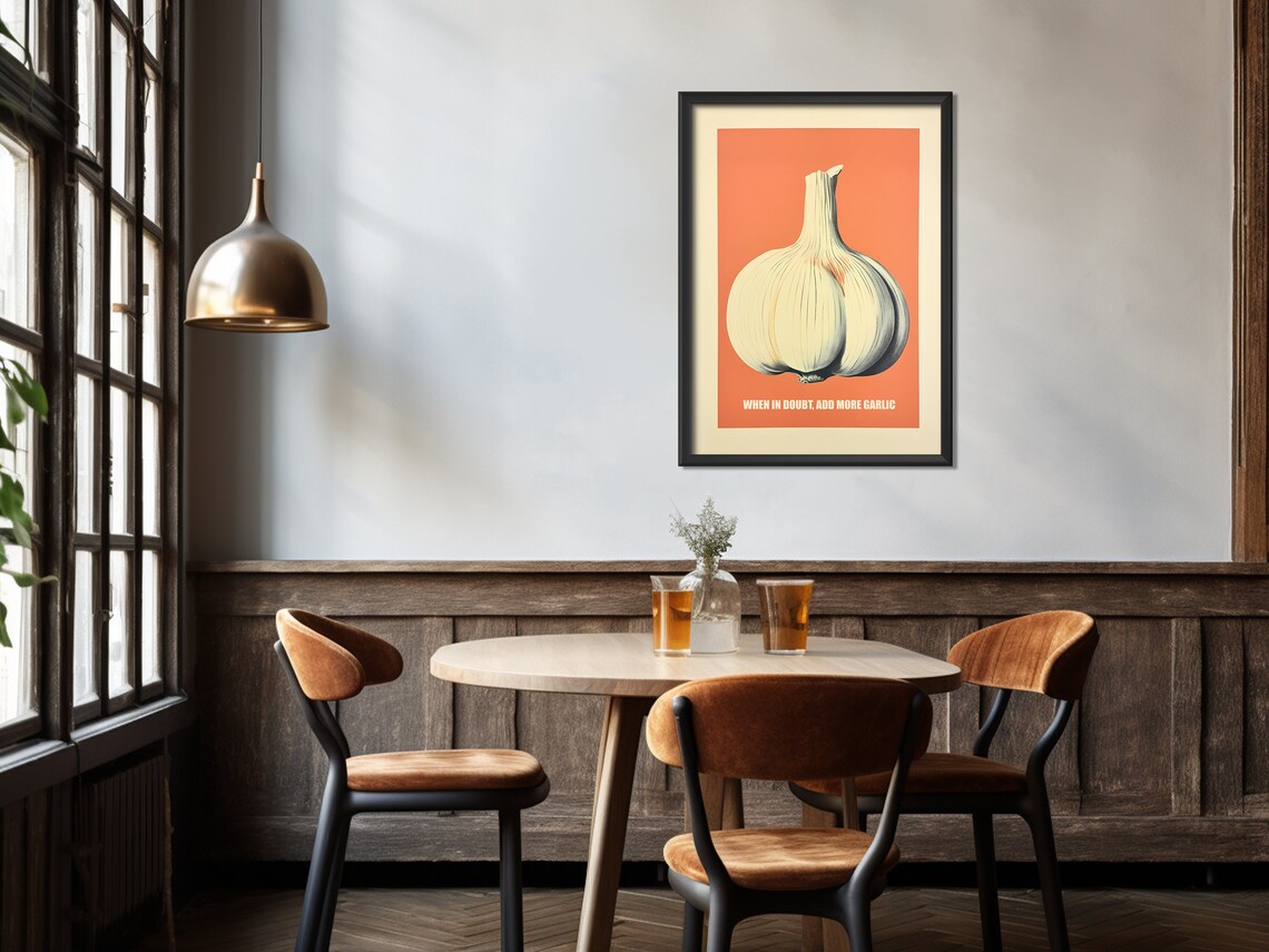Retro Garlic Print, Kitchen Wall Art Poster - Image 4