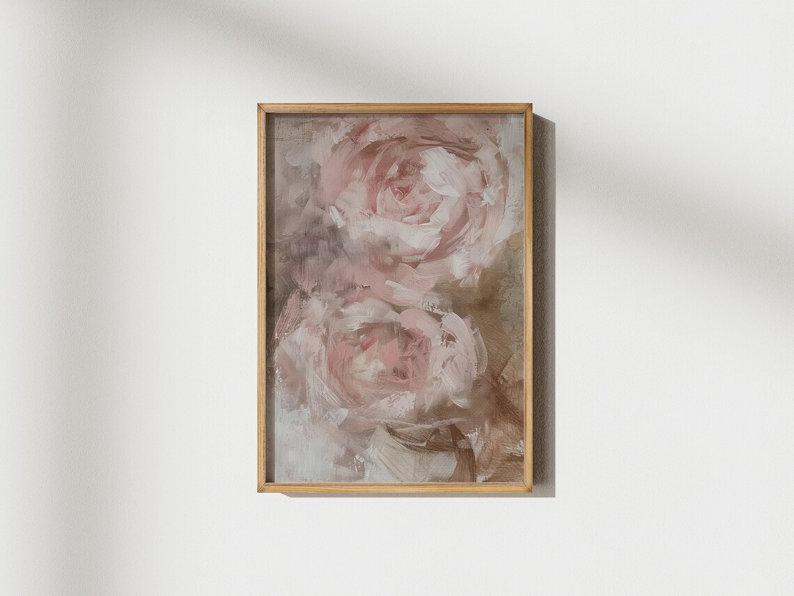 Soft Blush Pink Roses Abstract Floral Painting Romantic Decor Poster - Image 4