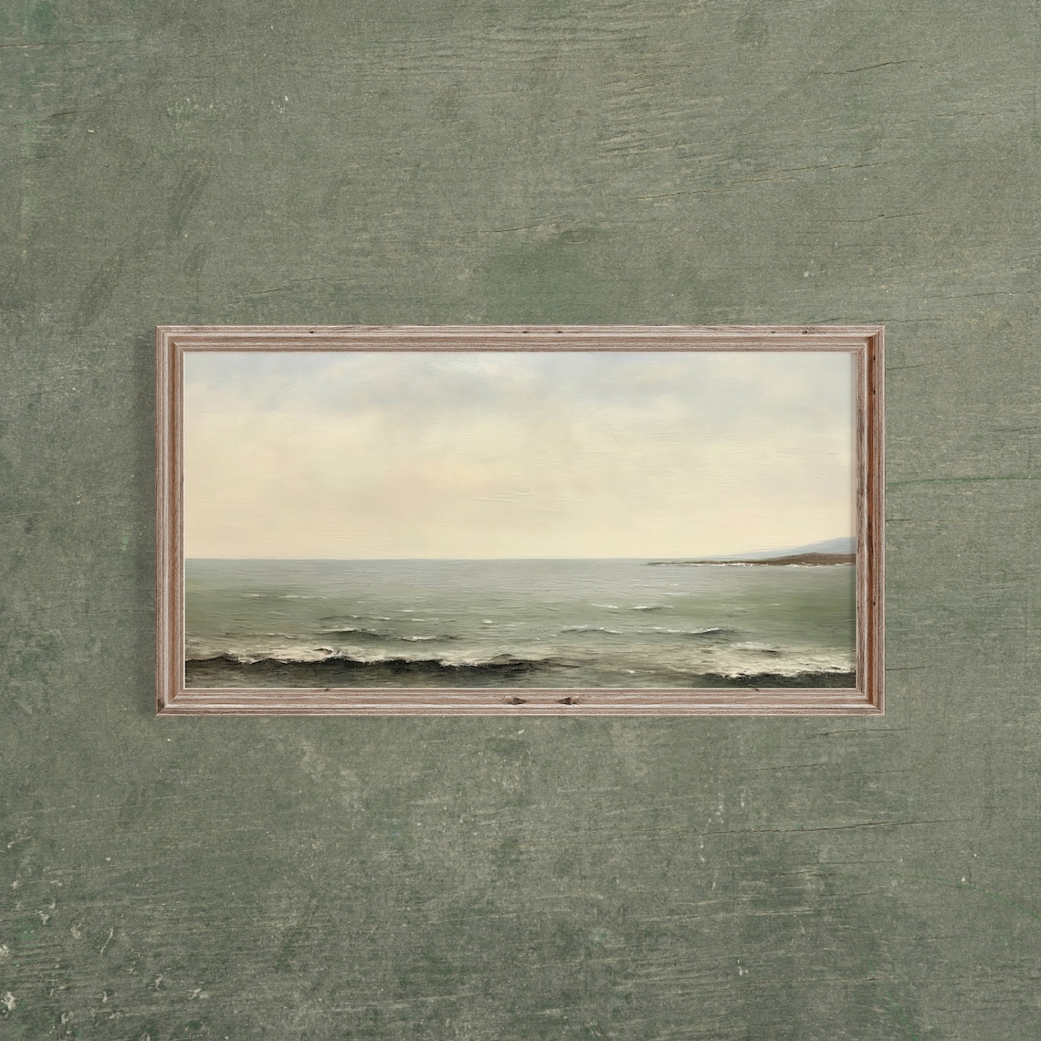Panoramic Calm Ocean Seascape With Distant Shore At Dusk Poster - Image 3
