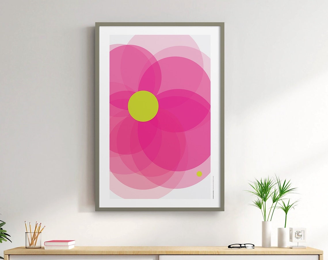 Translucent Pink Bloom Poster Layered Petals Modern Floral Art