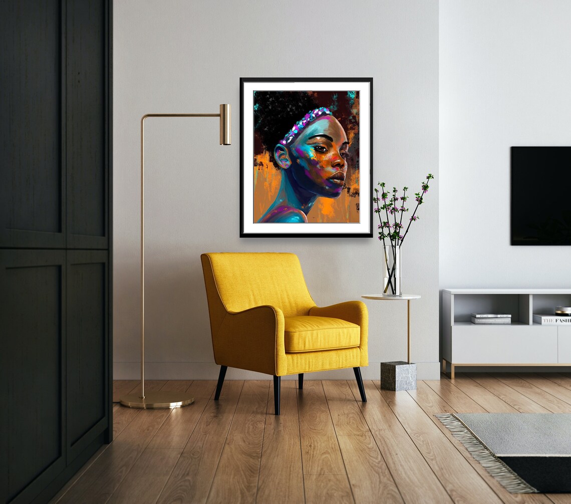 Colorful Abstract Portrait Of A Young Black Woman Face Poster - Image 4