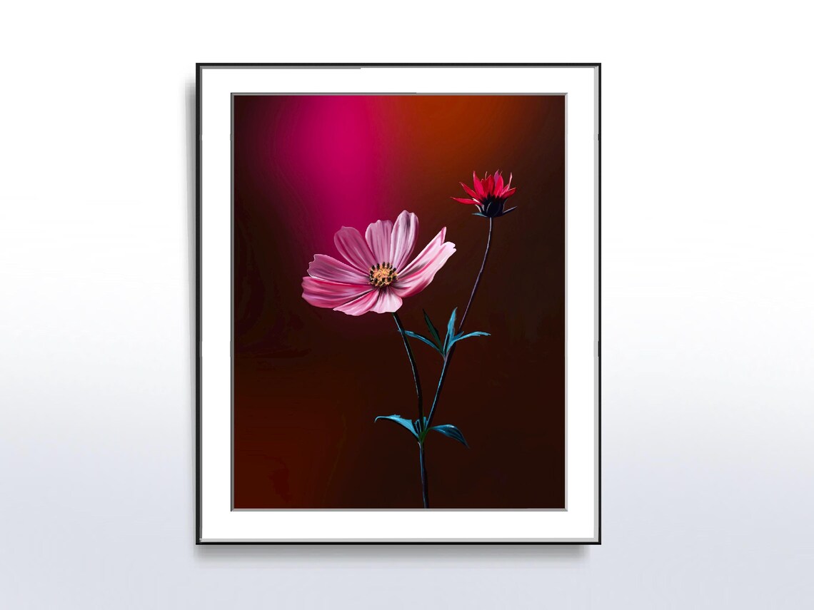 Delicate Pink Flower on Background, Floral Wall Art - Image 3