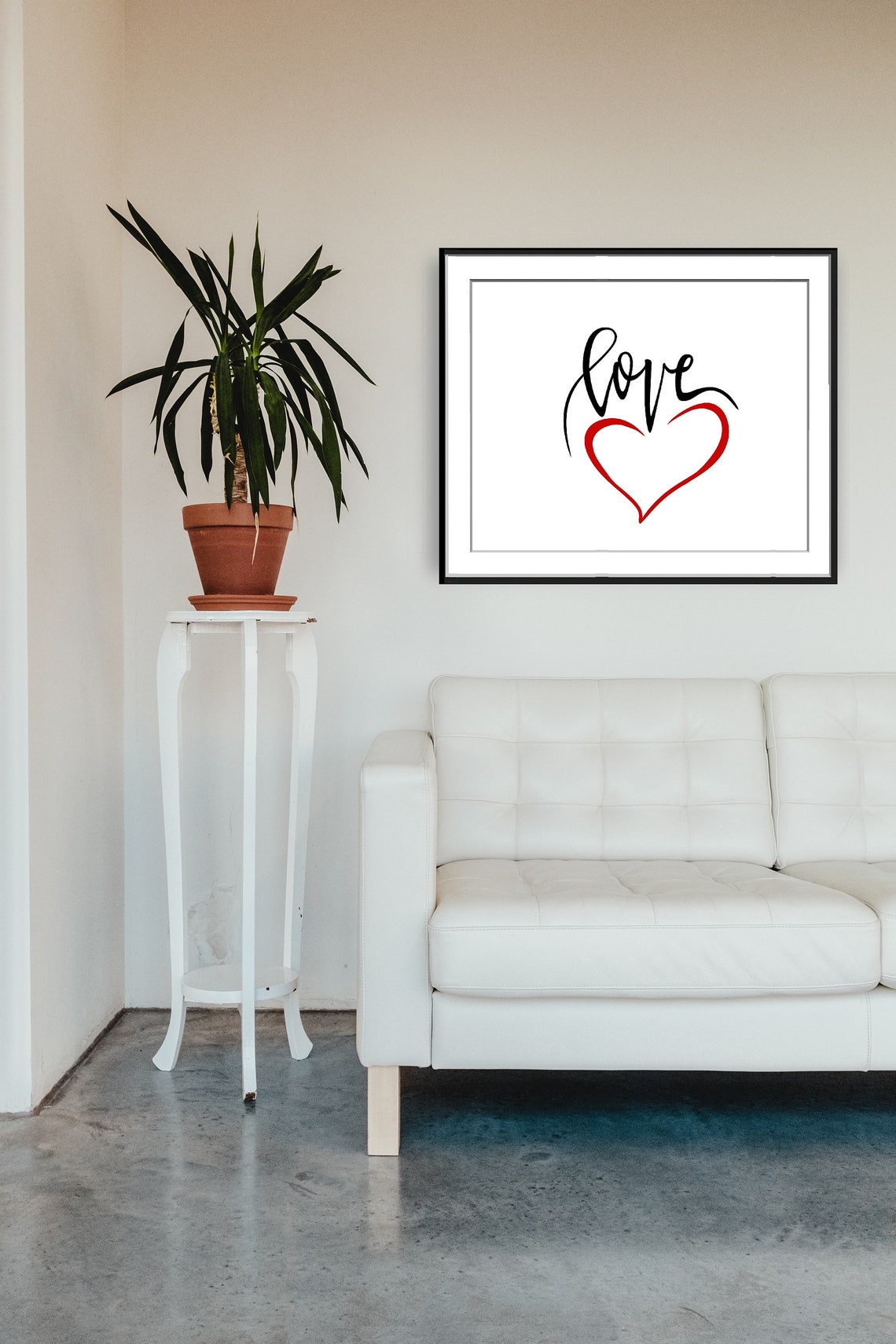 Love Calligraphy Script with Red Heart Minimalist Word Art Poster - Image 2