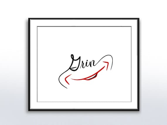 Inspirational Grin Text Poster, Smile Happy Joy