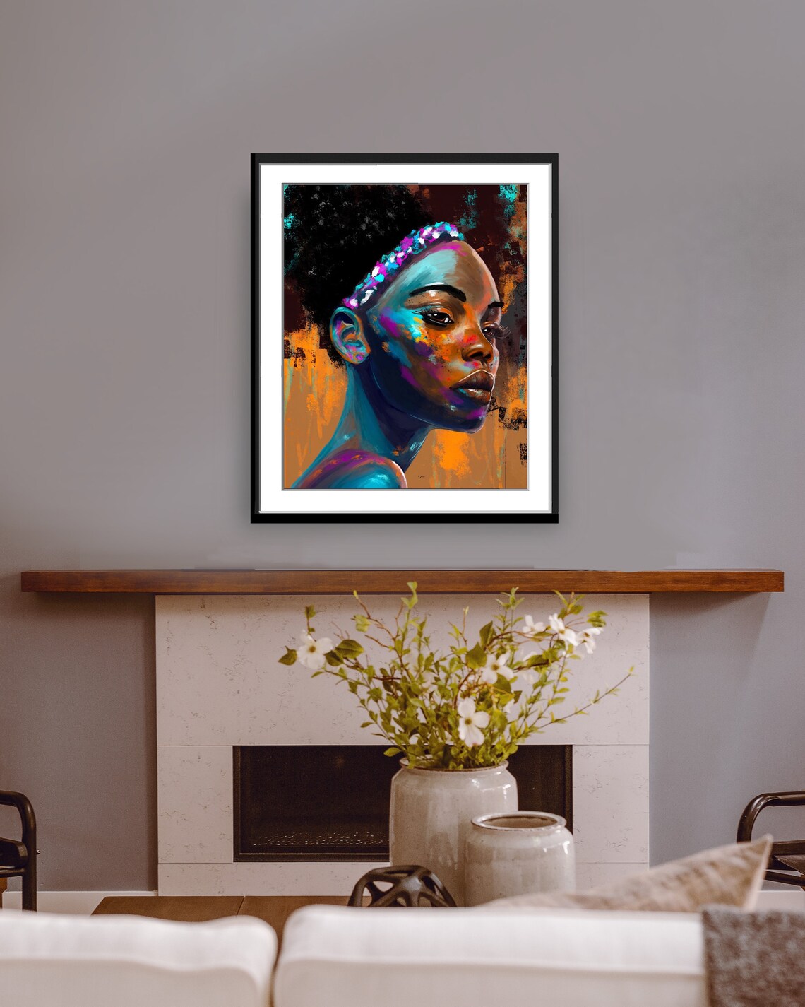 Colorful Abstract Portrait Of A Young Black Woman Face Poster - Image 2