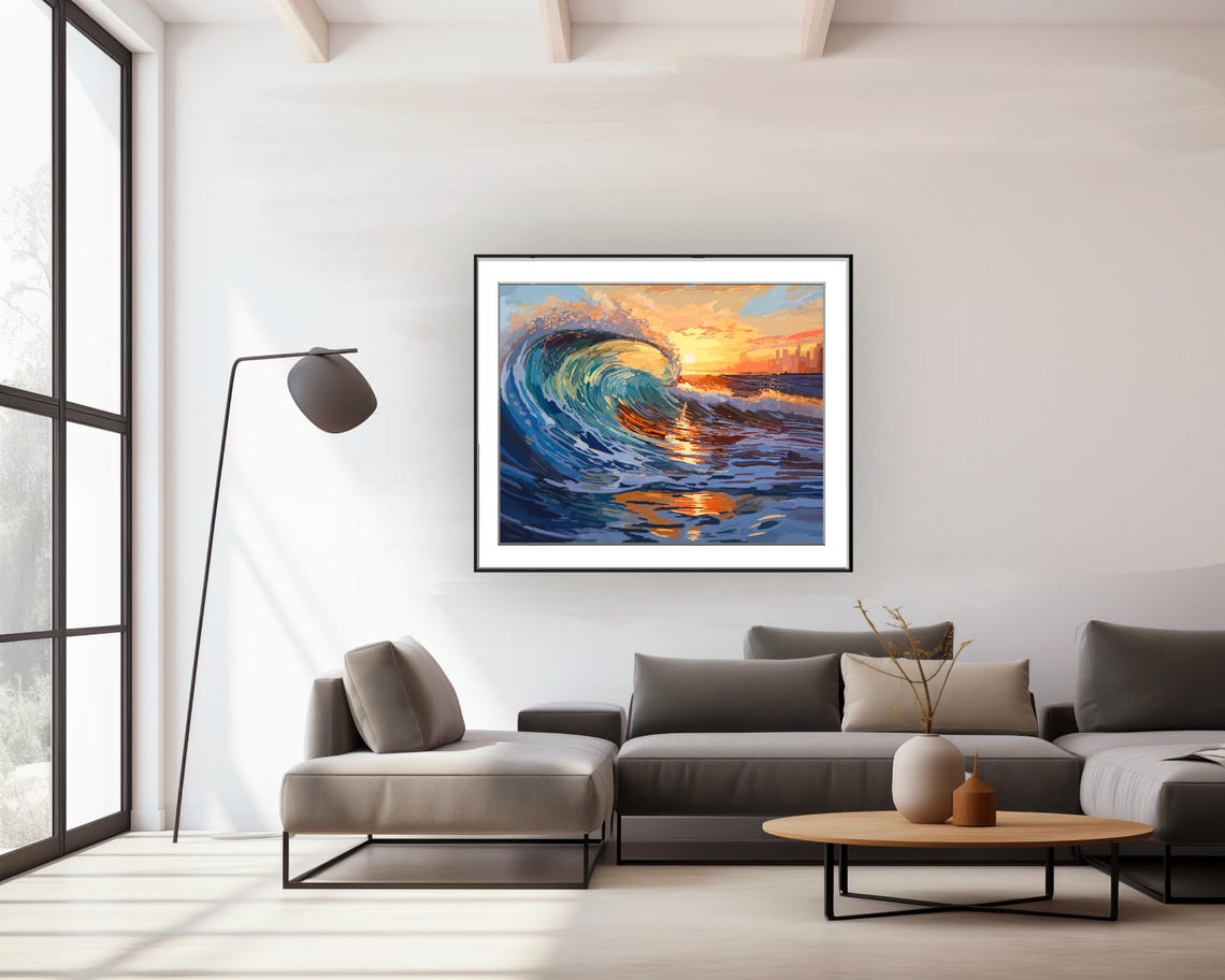 The Curl Dramatic Wave Beach Art Print - Image 3