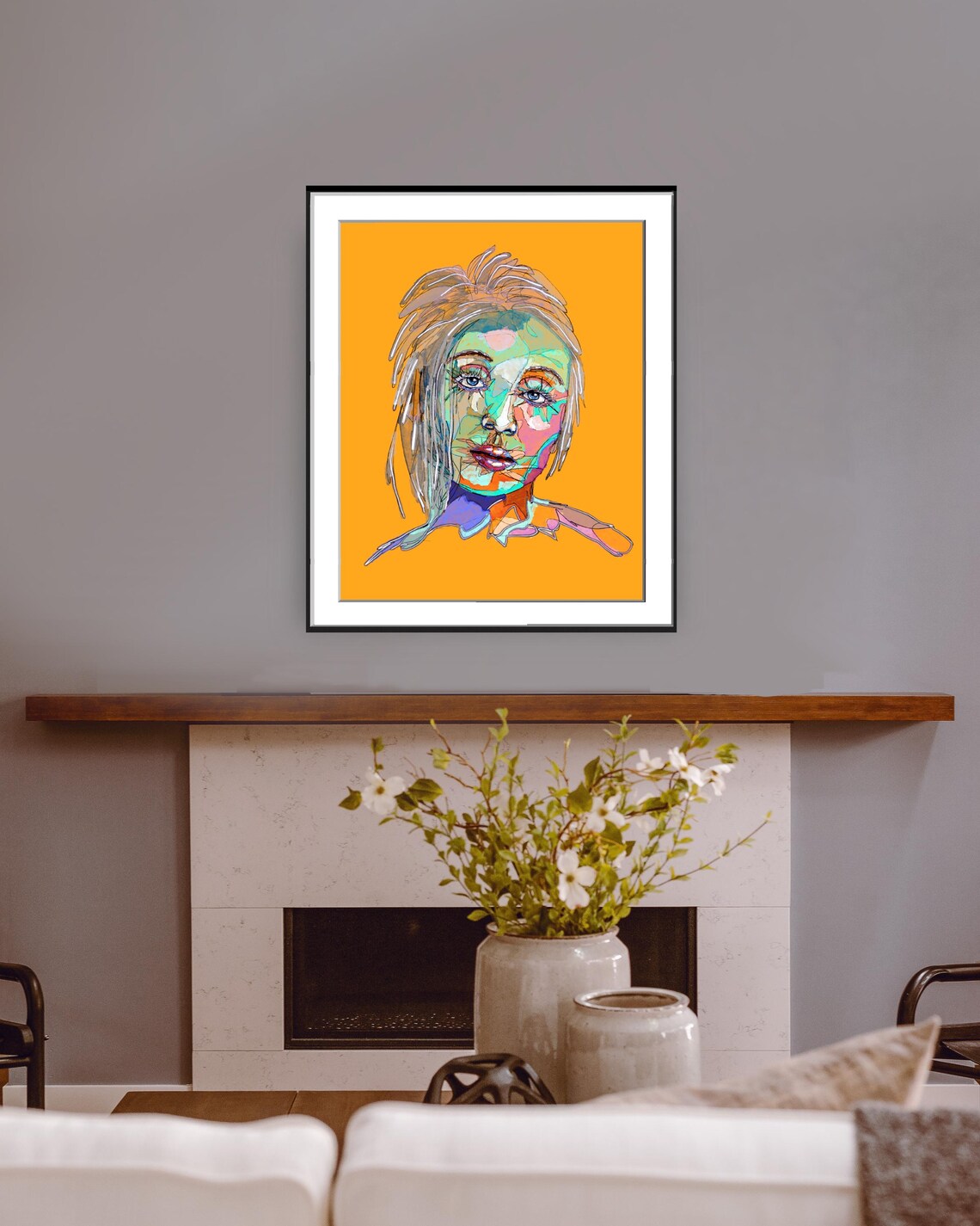 Stylized Woman's Portrait Face Art Print - Image 3