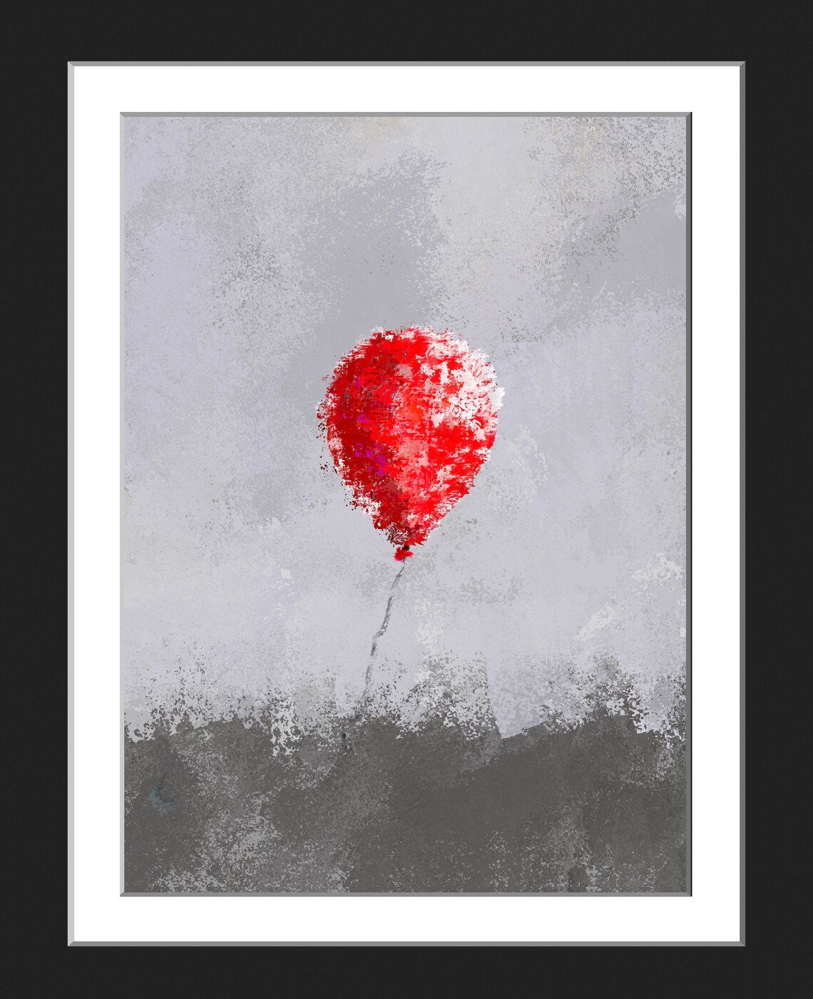 Red Balloon Alone, Impressionistic Painting - Image 4