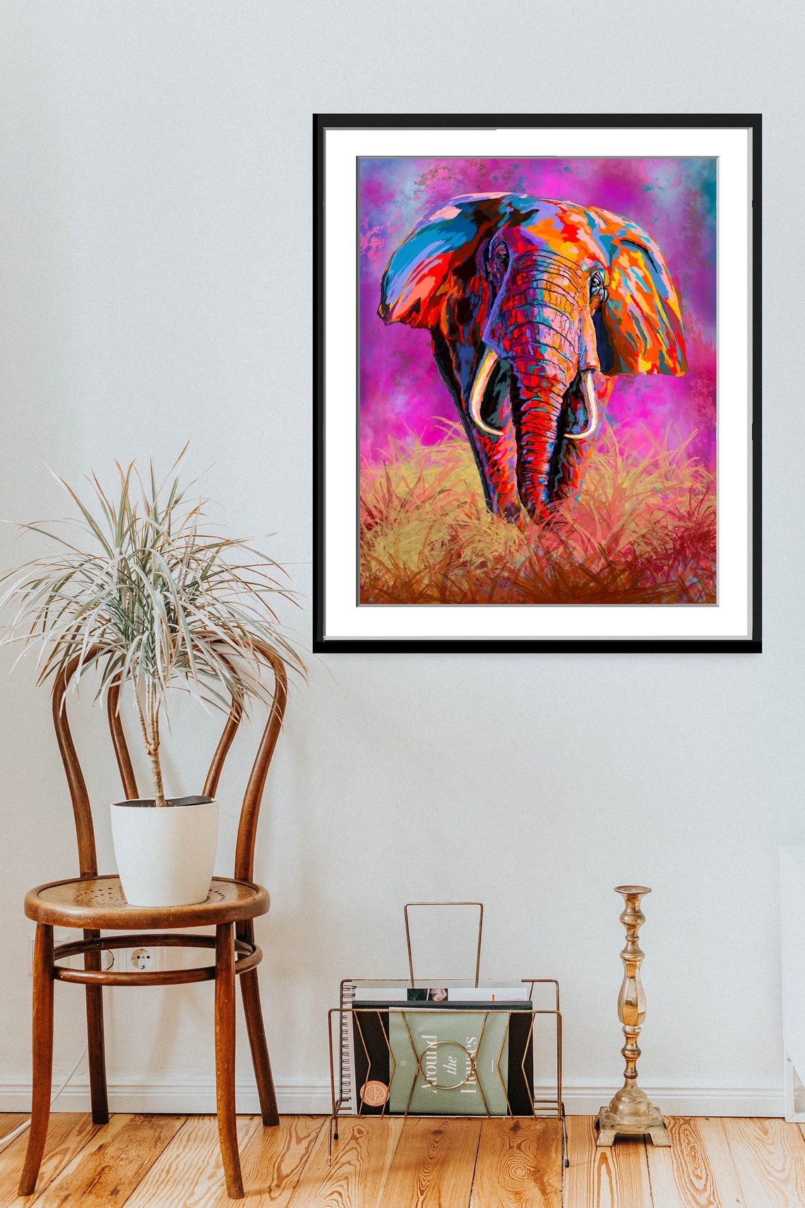 Bold Colorful Elephant Portrait Vibrant Abstract Animal Poster - Image 4