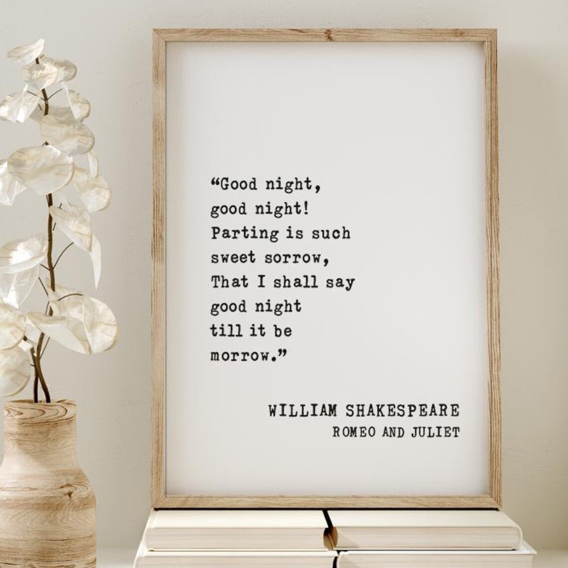 Shakespeare Romeo and Juliet Good Night Sweet Sorrow Quote Poster