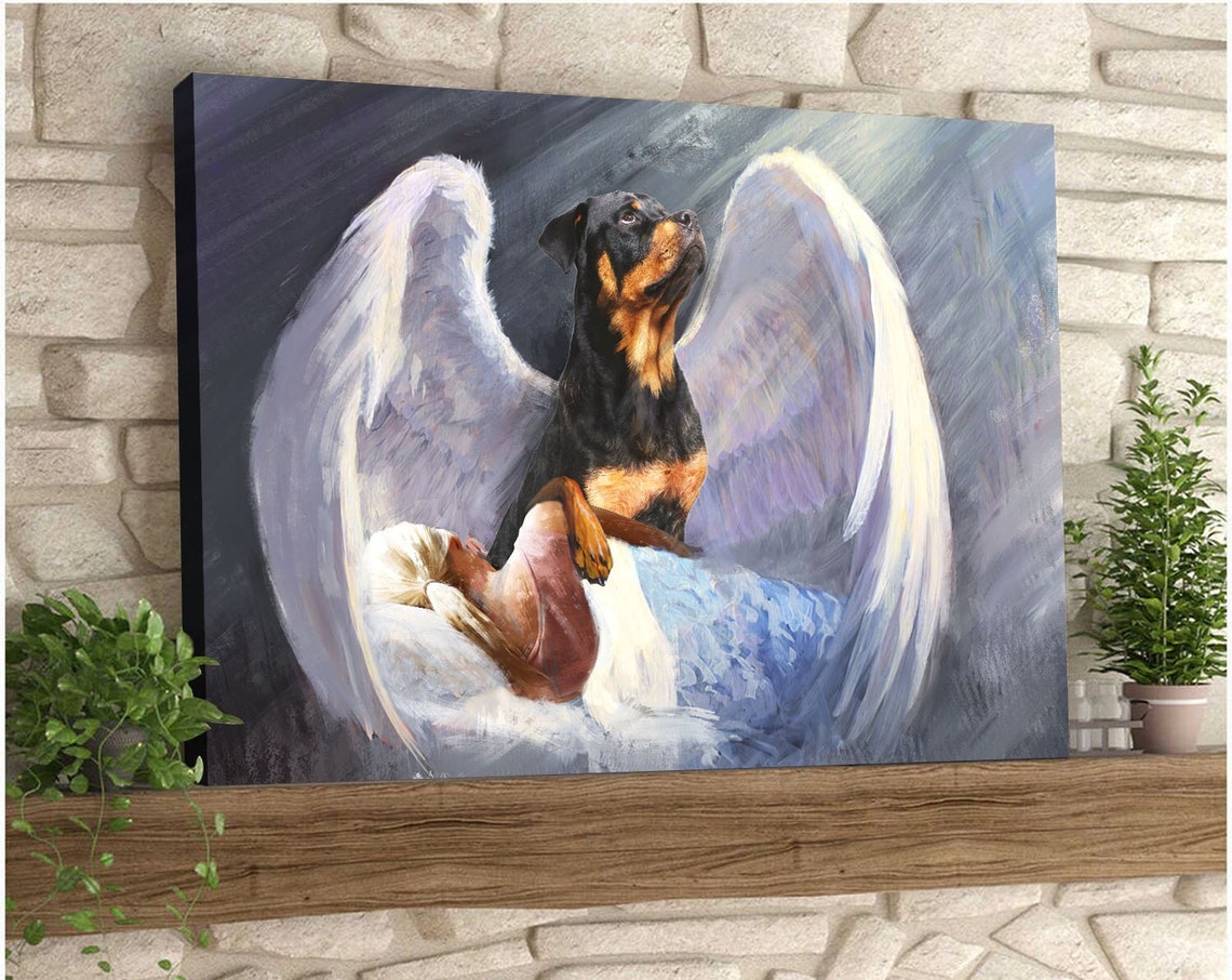 Smiling Pit Bull With Angel Wings Heaven Pet Memorial Poster - Image 5