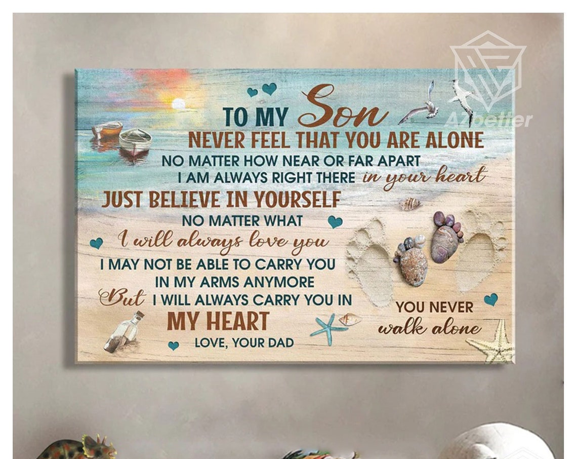 Beach Sunset To My Son You Never Walk Alone Dad Love Art Poster