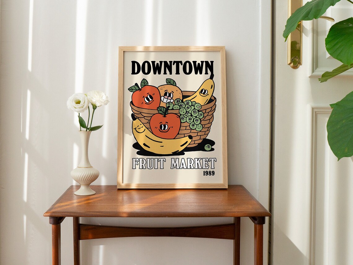 Downtown Fruit Market 1989 Banana Apple Retro Kitchen Cute Poster - Image 3