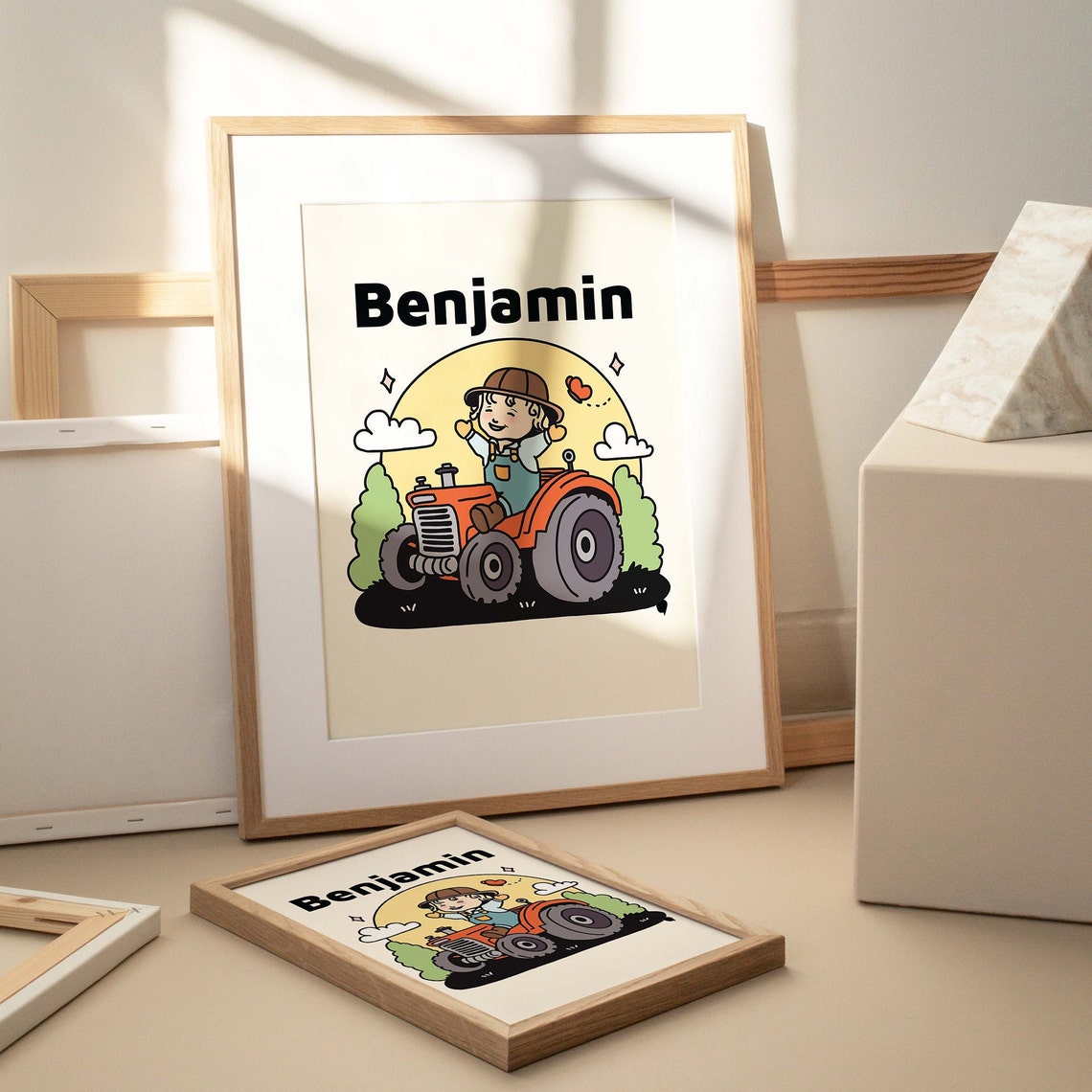 Custom Boys On Tractor Print Personalized Boy Name Print Little Boys Room Decor Nursery Wall Prints Cute Adorable Kids Prints Unframed - Image 3