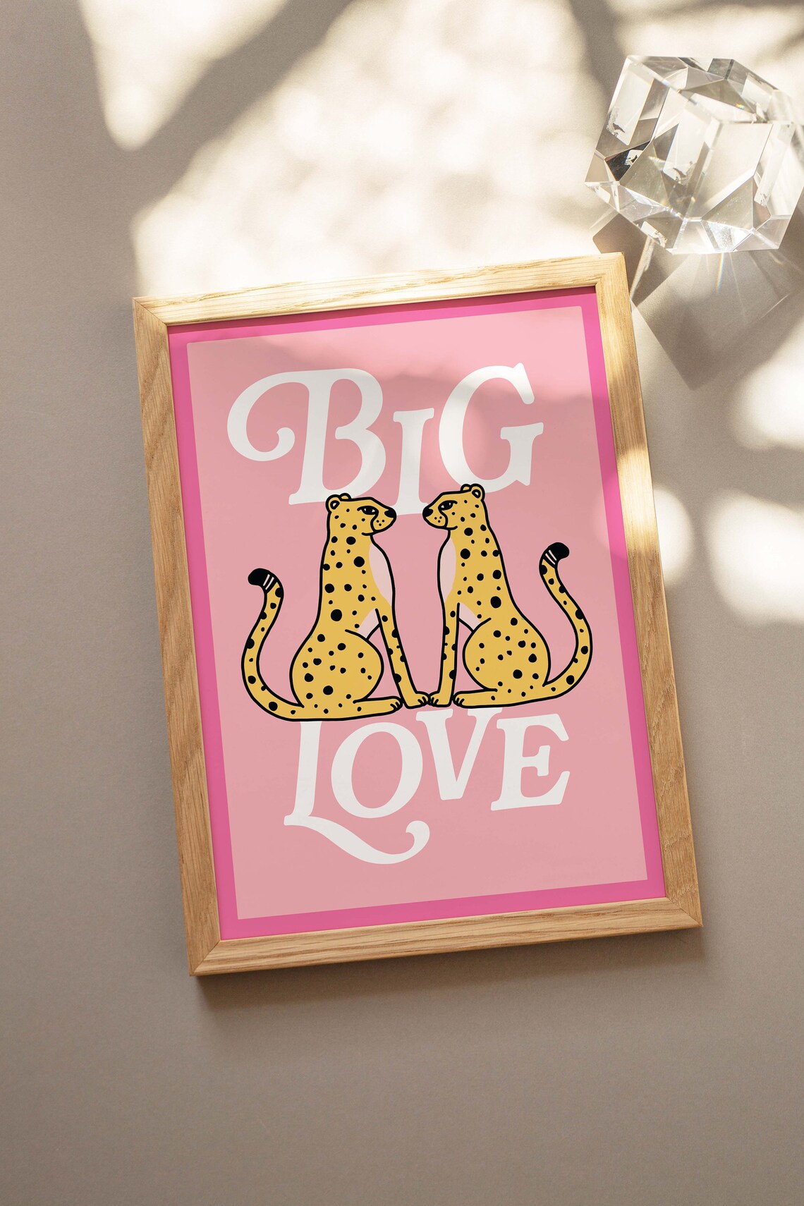Big Love Yellow Cheetahs Maximalist Pink Animal Statement Poster - Image 3