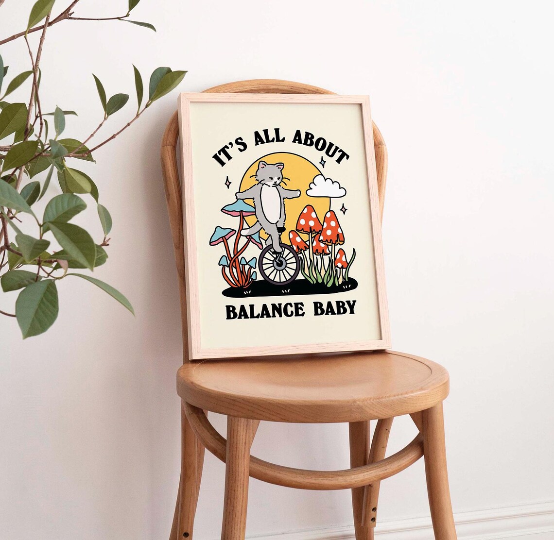 Balance Cat Cottagecore Art Print, Baby Quote - Image 4