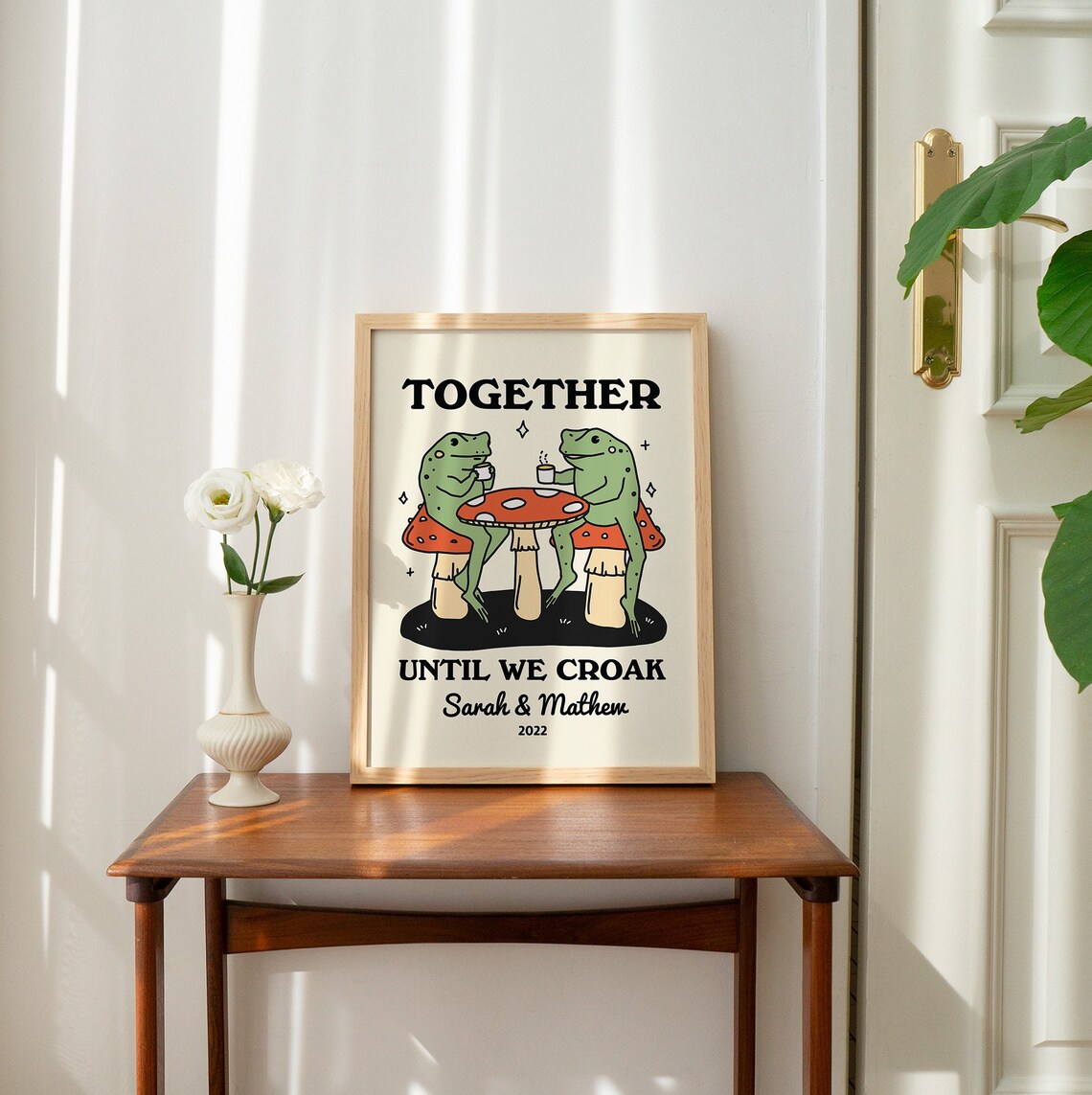 Custom Coffee Frog Retro Mushroom Art Print - Image 2