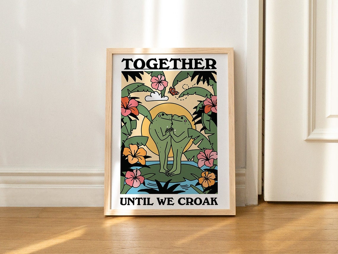 Tropical Frog Wall Print Colorful Botanical Poster Retro Illustration Wall Decor Bold Art Prints - Image 3