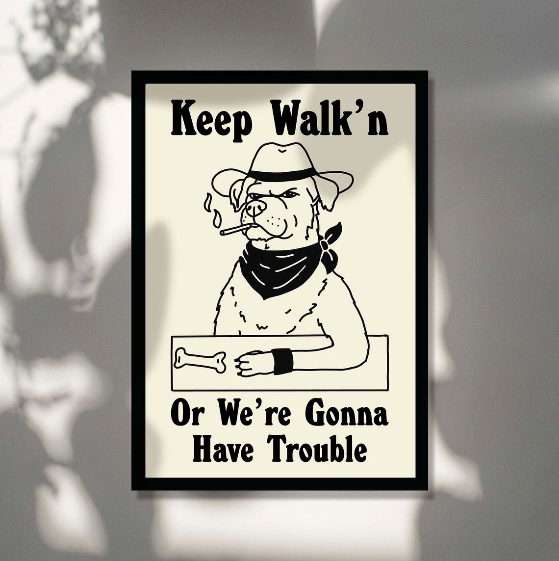 Keep Walking Cowboy Dog Funny Western Line Art Wall Decor Print - Image 2