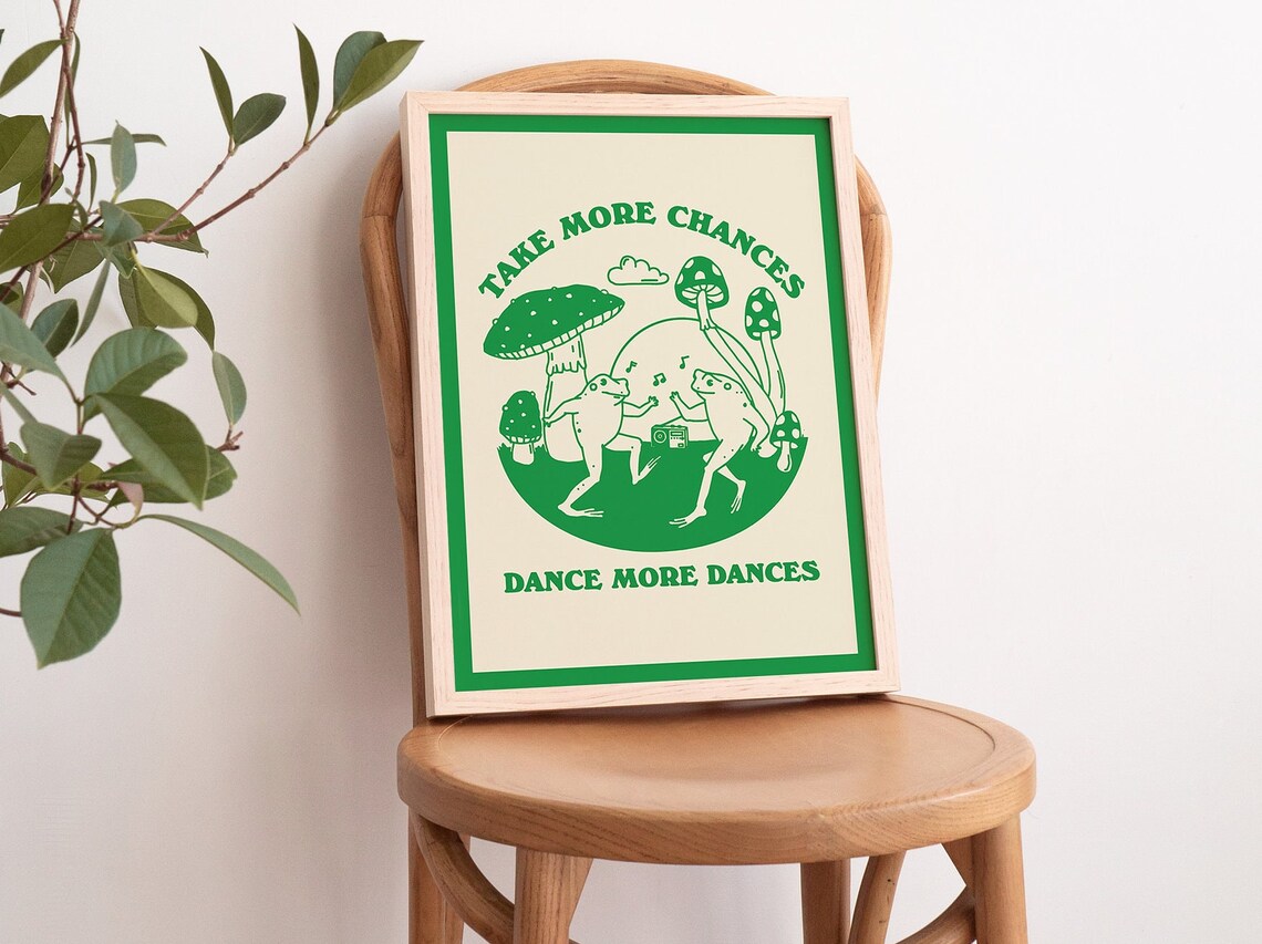 Retro Dancing Frogs Vintage Frog Art Print - Image 3