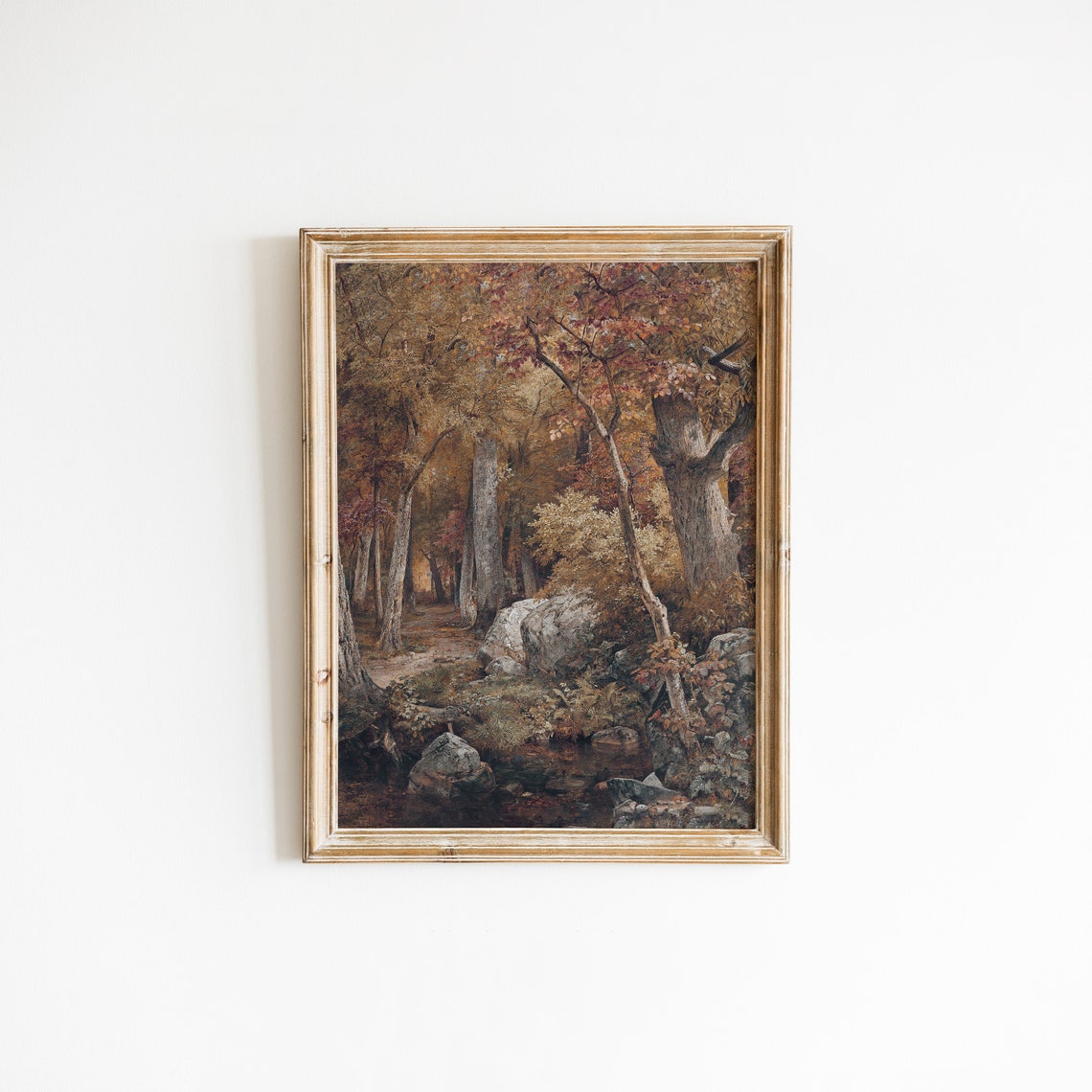 Vintage Autumn Forest Stream Landscape Antique Painting Poster - Image 4