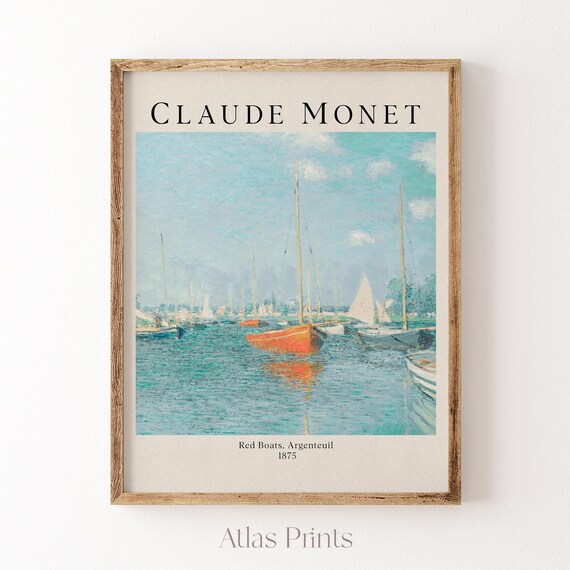 Claude Monet Red Boats Argenteuil 1875 Impressionist Harbor Poster