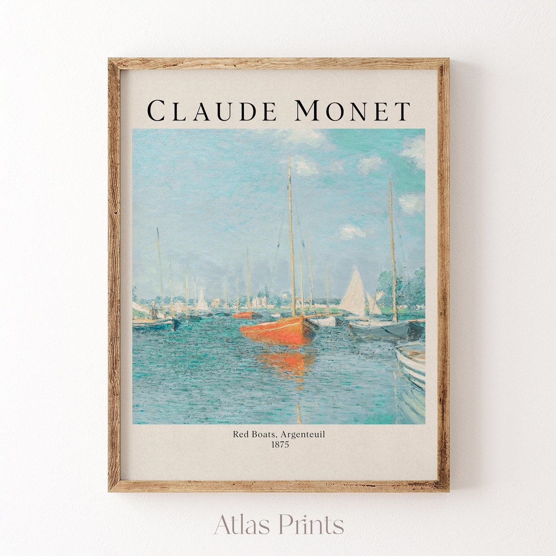 Claude Monet Red Boats Argenteuil 1875 Impressionist Harbor Poster