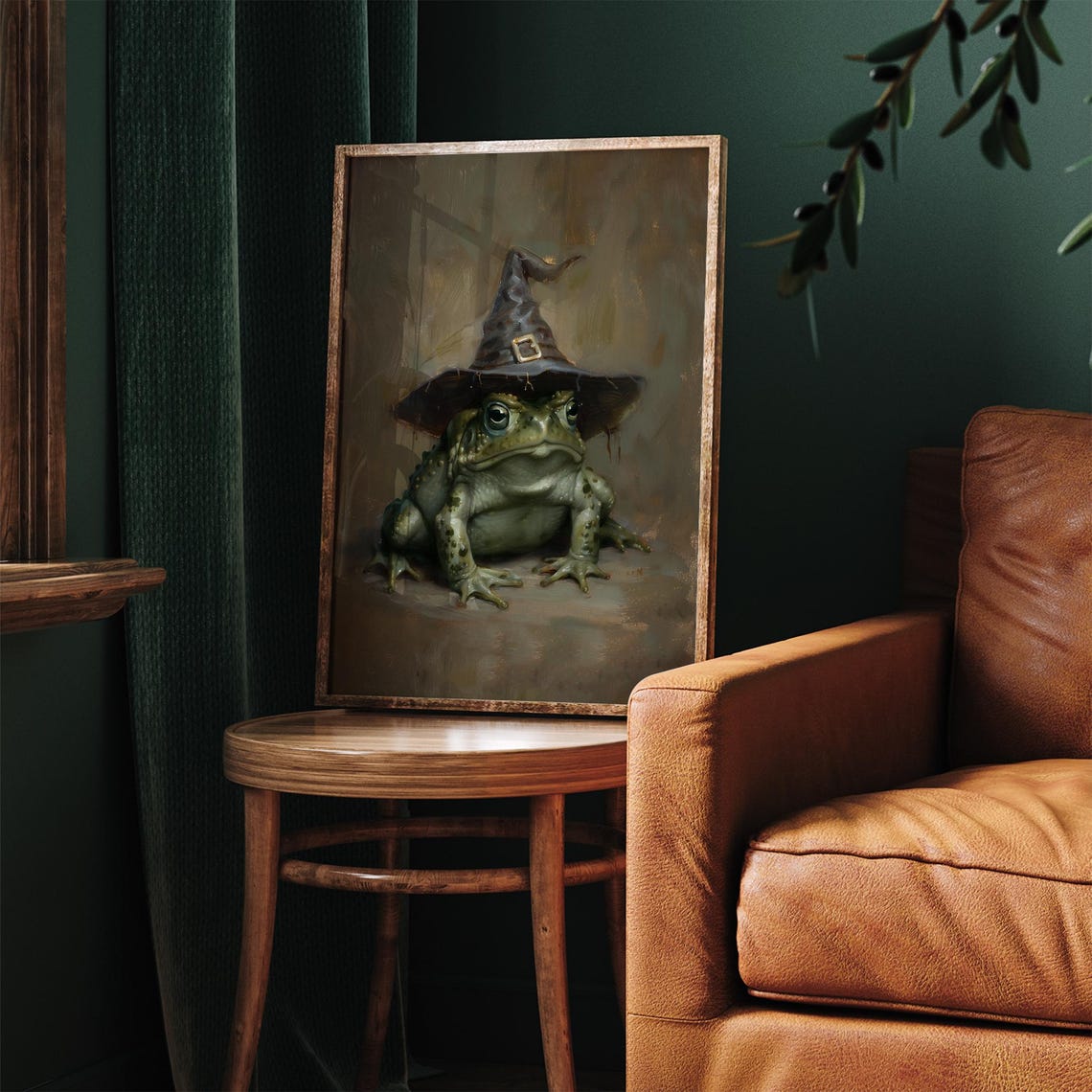 Toad in Witch Hat Vintage Oil Painting Dark Academia Halloween Poster - Image 3