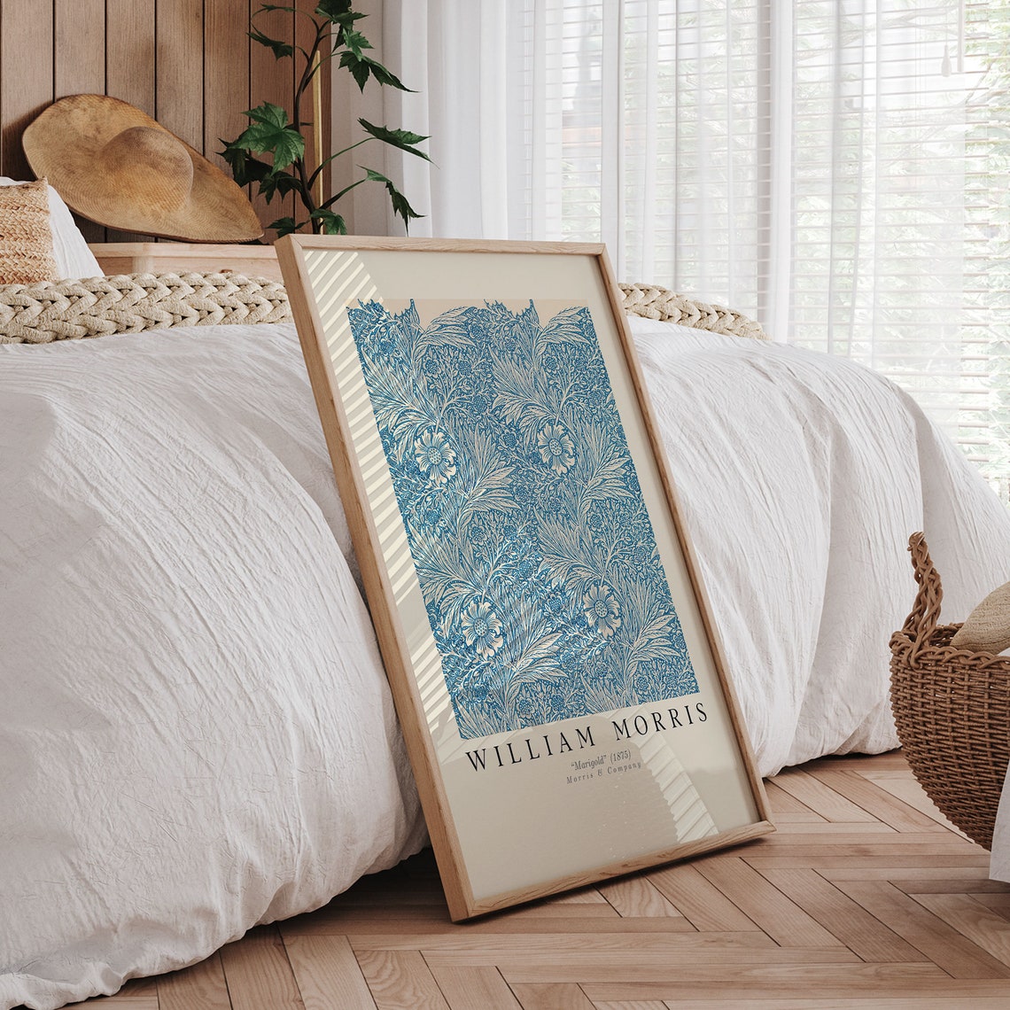 William Morris Marigold 1875 Blue Floral Arts and Crafts Poster - Image 3