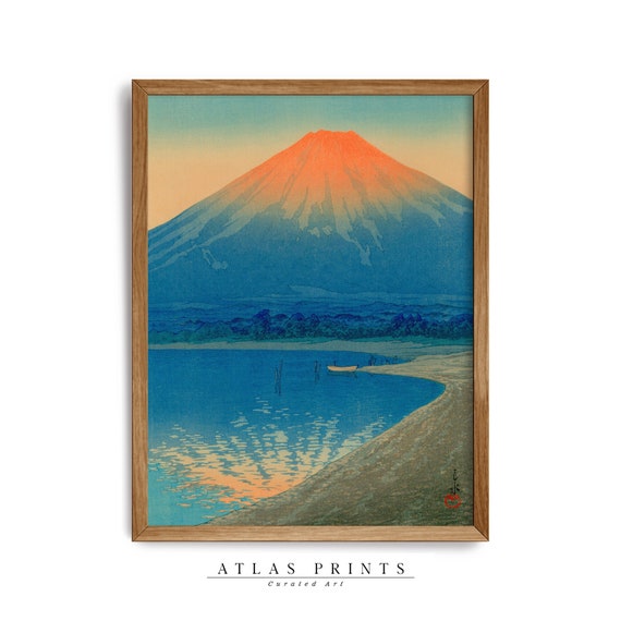 Kawase Hasui Print Japanese Woodblock Wall Art Ukiyo E Lake Asian Seascape Painting Bedroom Blue Decor