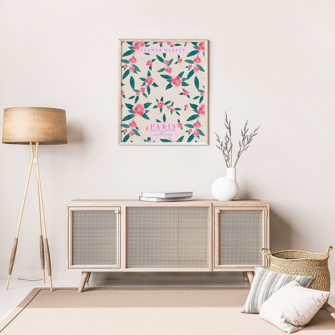 Flower Market Paris Botanical Archive Pink Floral Pattern Poster - Image 4