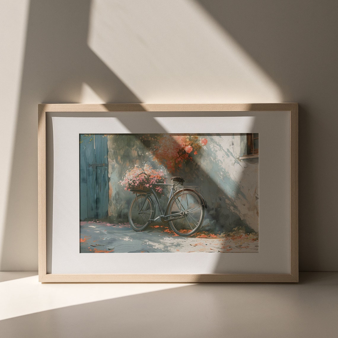Vintage Bicycle With Flower Basket Spring Blossom Street Scene Poster - Image 4