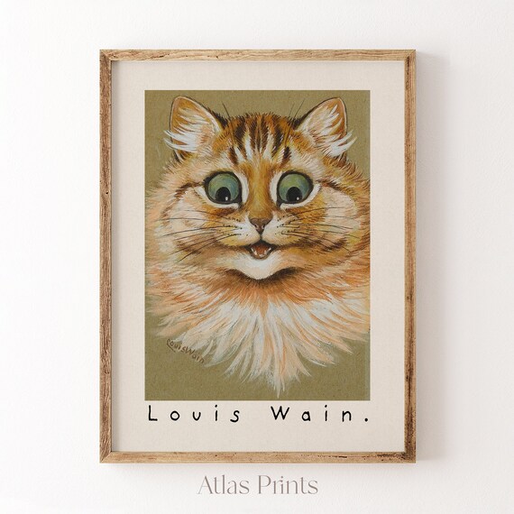 Louis Wain Ginger Cat Print Cute Cat Painting Poster Kids Room Wall Art Animal Lover Gift Nursery Room Dcor
