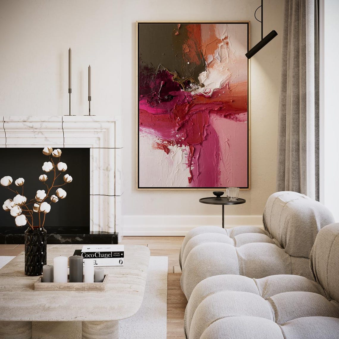 Blush Pink Textured Abstract Modern Art For Living Room Poster